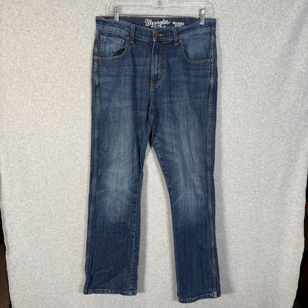 Wrangler Retro Relaxed Boot Men's Blue Jeans Denim Sz 30x30 Western Cowboy